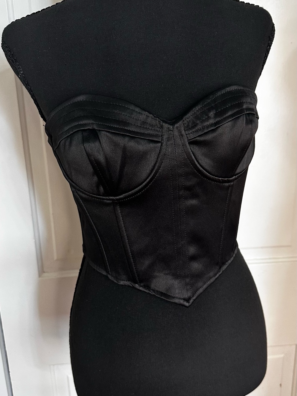 Forever 21 Black Satin Bustier Top